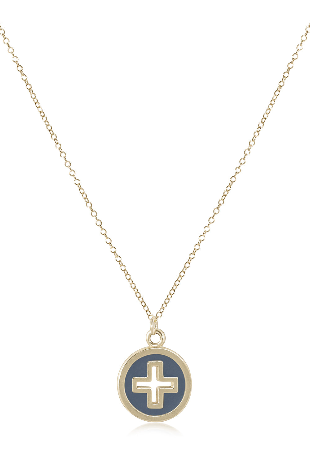 EN Classic Necklace with Signature Cross Disc - Grey