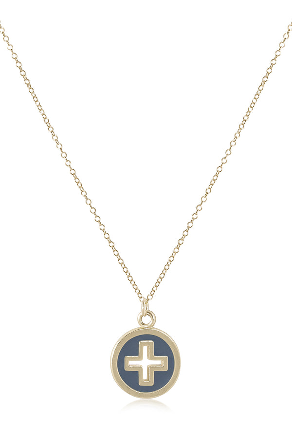 EN Classic Necklace with Signature Cross Disc - Grey