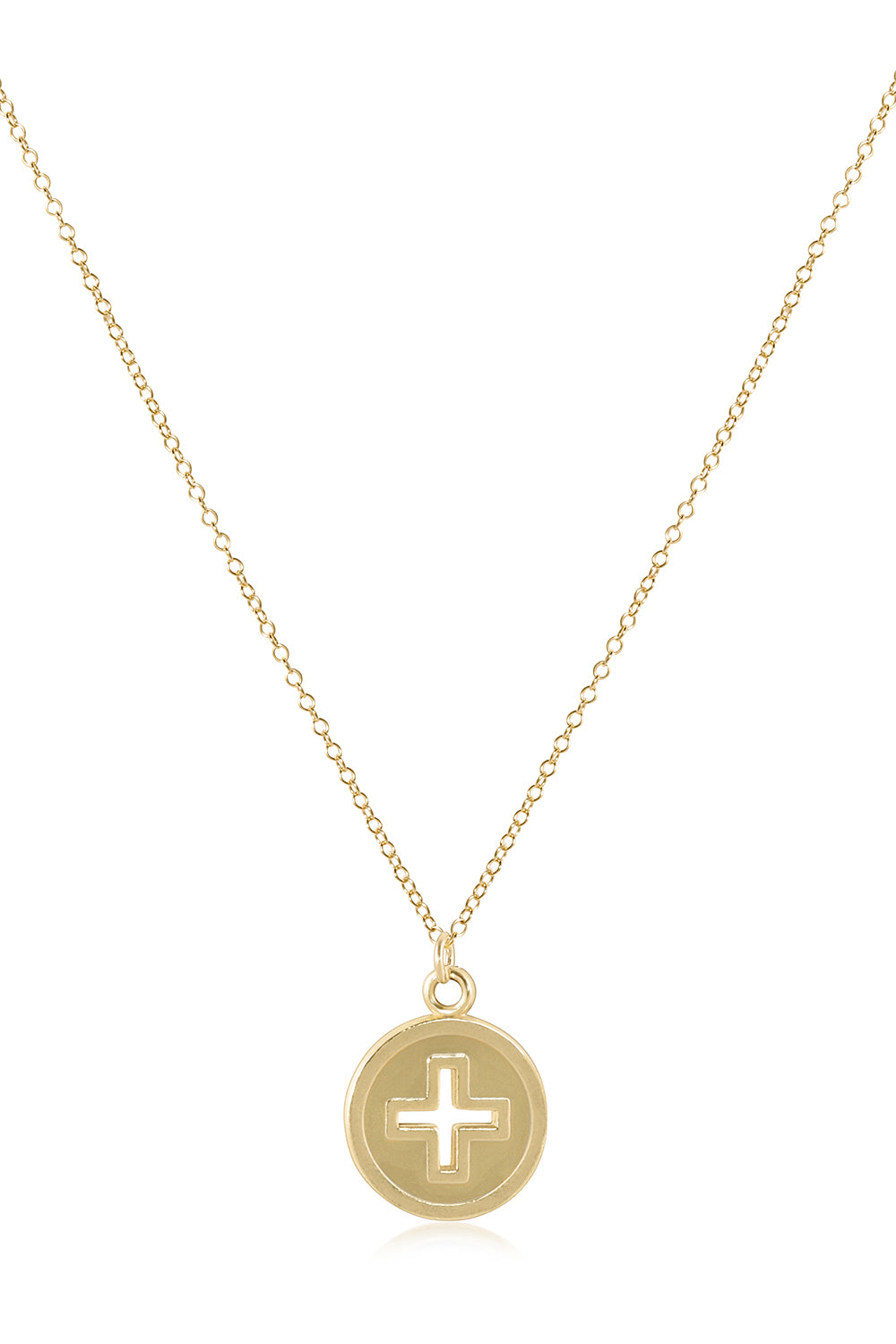 EN Classic Necklace with Signature Cross Disc - Gold