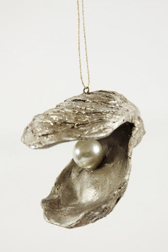 Funky Ornament - Silver Oyster with Pearl