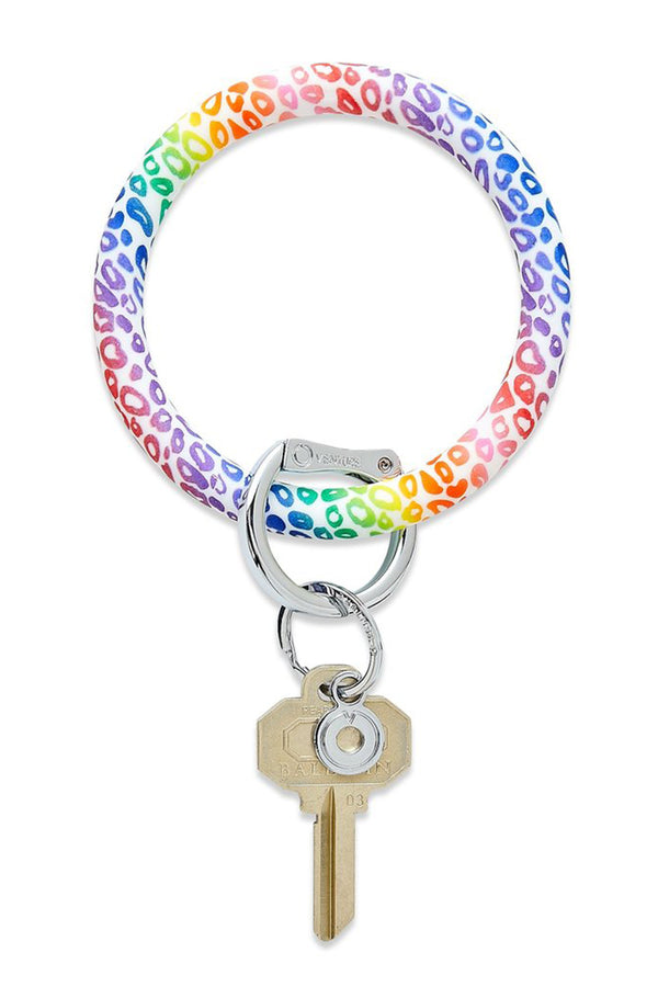 Silicone Big O Key Ring - Print Rainbow Cheetah