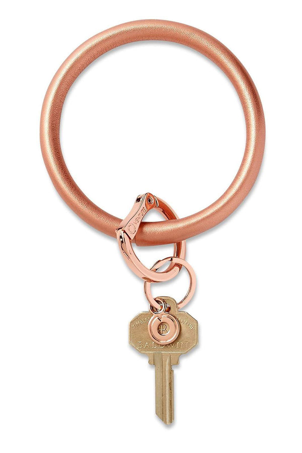 Leather Big O Key Ring - Solid Rose Gold