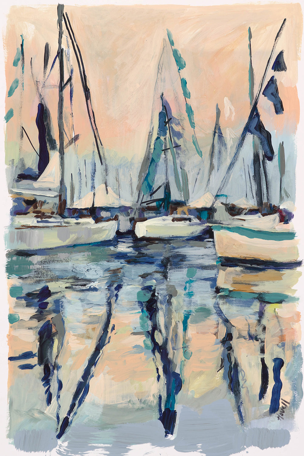 Kim Hovell Art Print - Sailboats at Sunset (Boat Show)