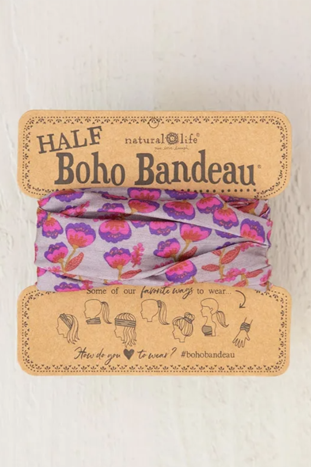 Half Boho Bandeau - Purple Pink Tulips