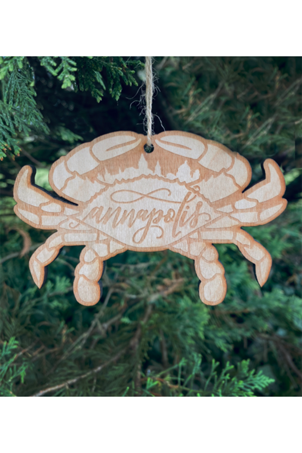 Wooden Ornament - Annapolis Skyline Crab