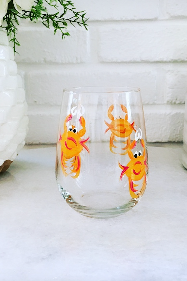 DJ Stemless Wine Glass - Crab Orange