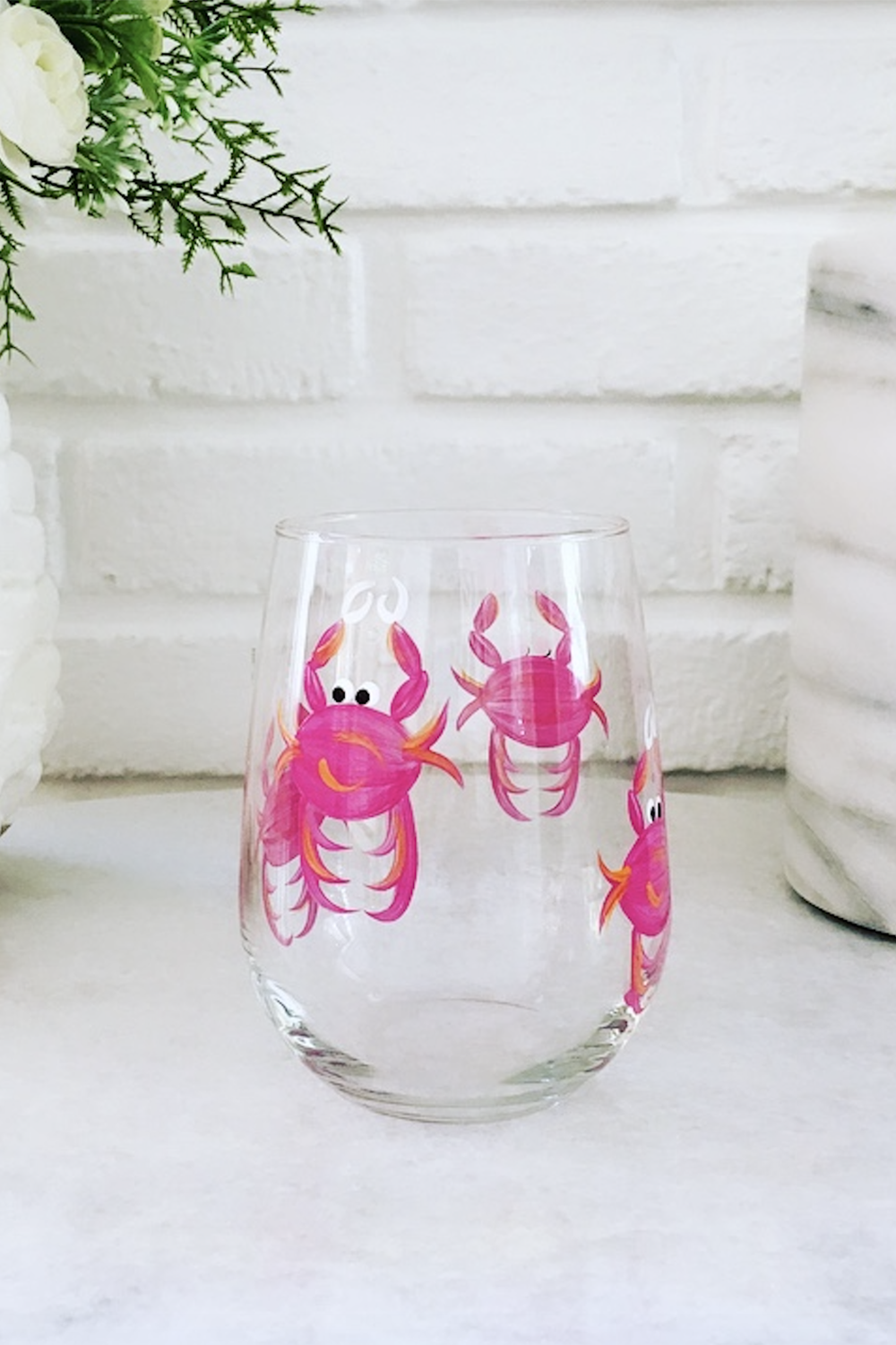 DJ Stemless Wine Glass - Crab Pink