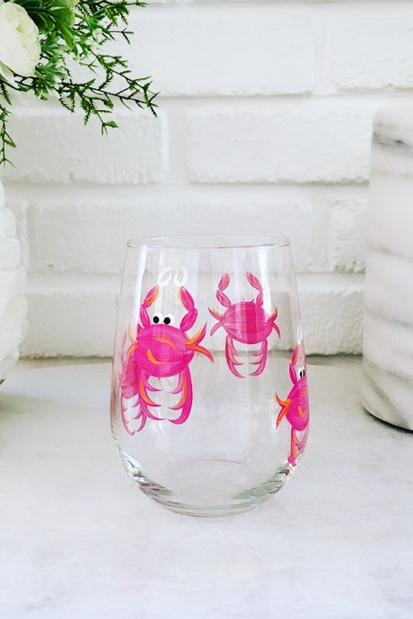 DJ Stemless Wine Glass - Crab Pink