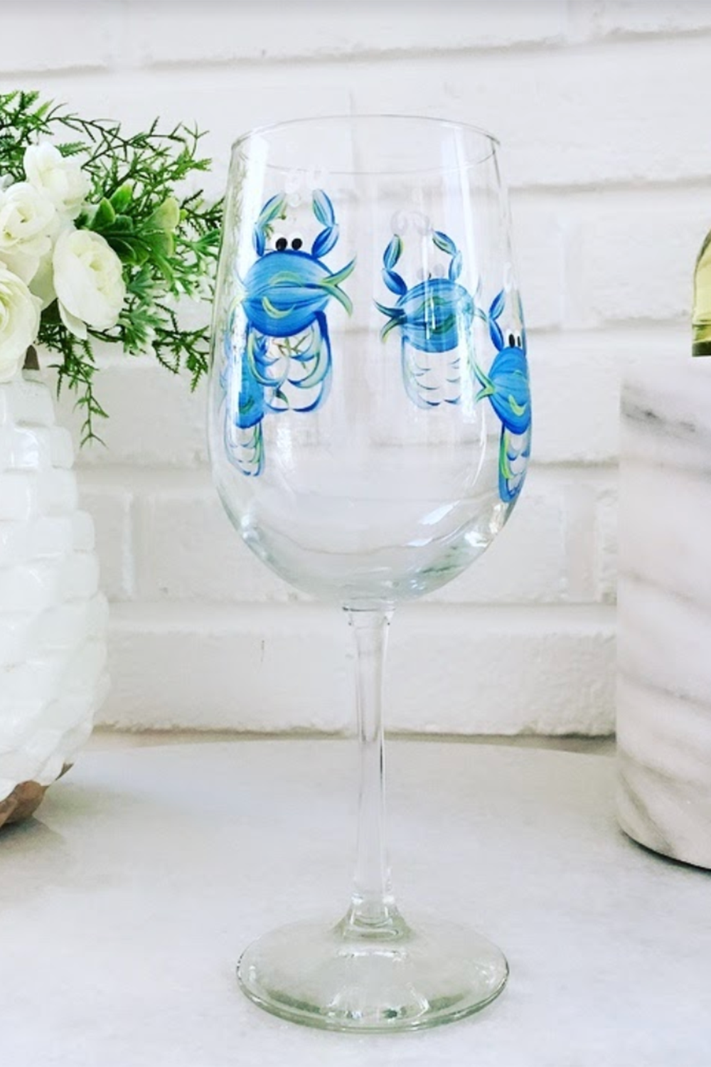 DJ Stemmed Wine Glass - Crab Blue