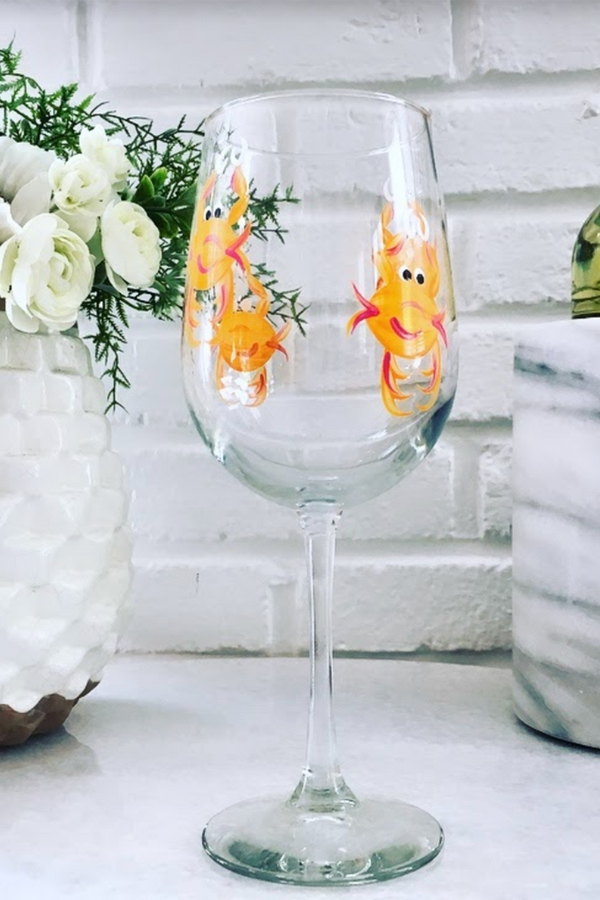 DJ Stemmed Wine Glass - Crab Orange