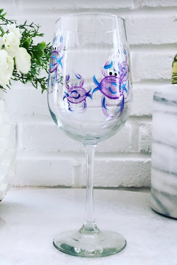 DJ Stemmed Wine Glass - Crab Purple