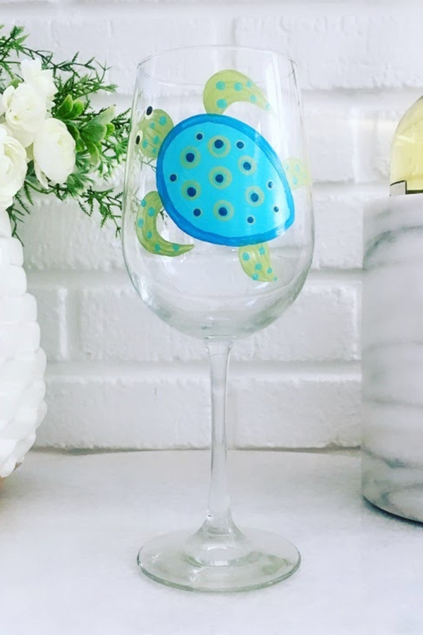 DJ Stemmed Wine Glass - Sea Turtle