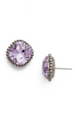 Cushion Cut Solitaire Stud Earring - Violet