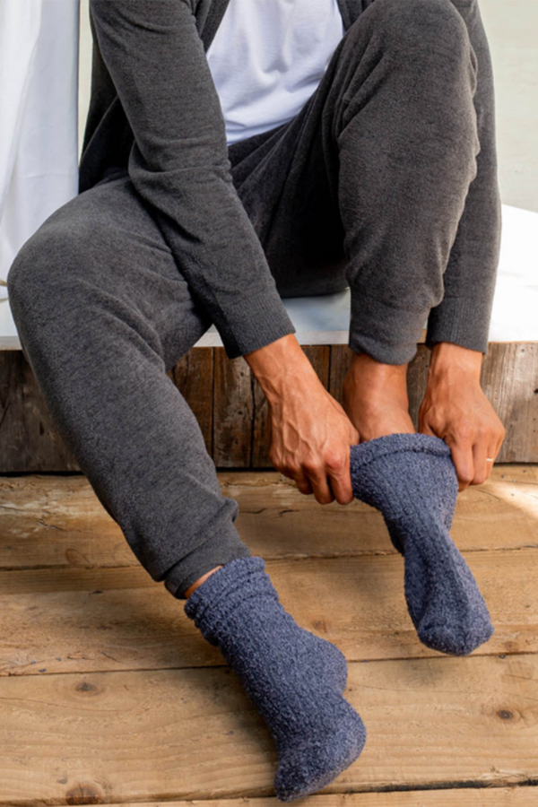Cozy Chic Men's Ribbed Sock - Indigo & Pacific Blue