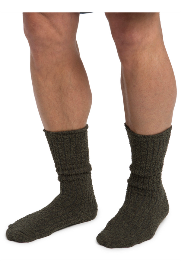 Cozy Chic Men's Ribbed Sock - Olive & Carbon