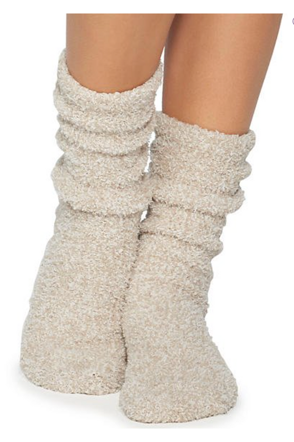 Cozy Chic Heathered Women’s Sock - Stone & White