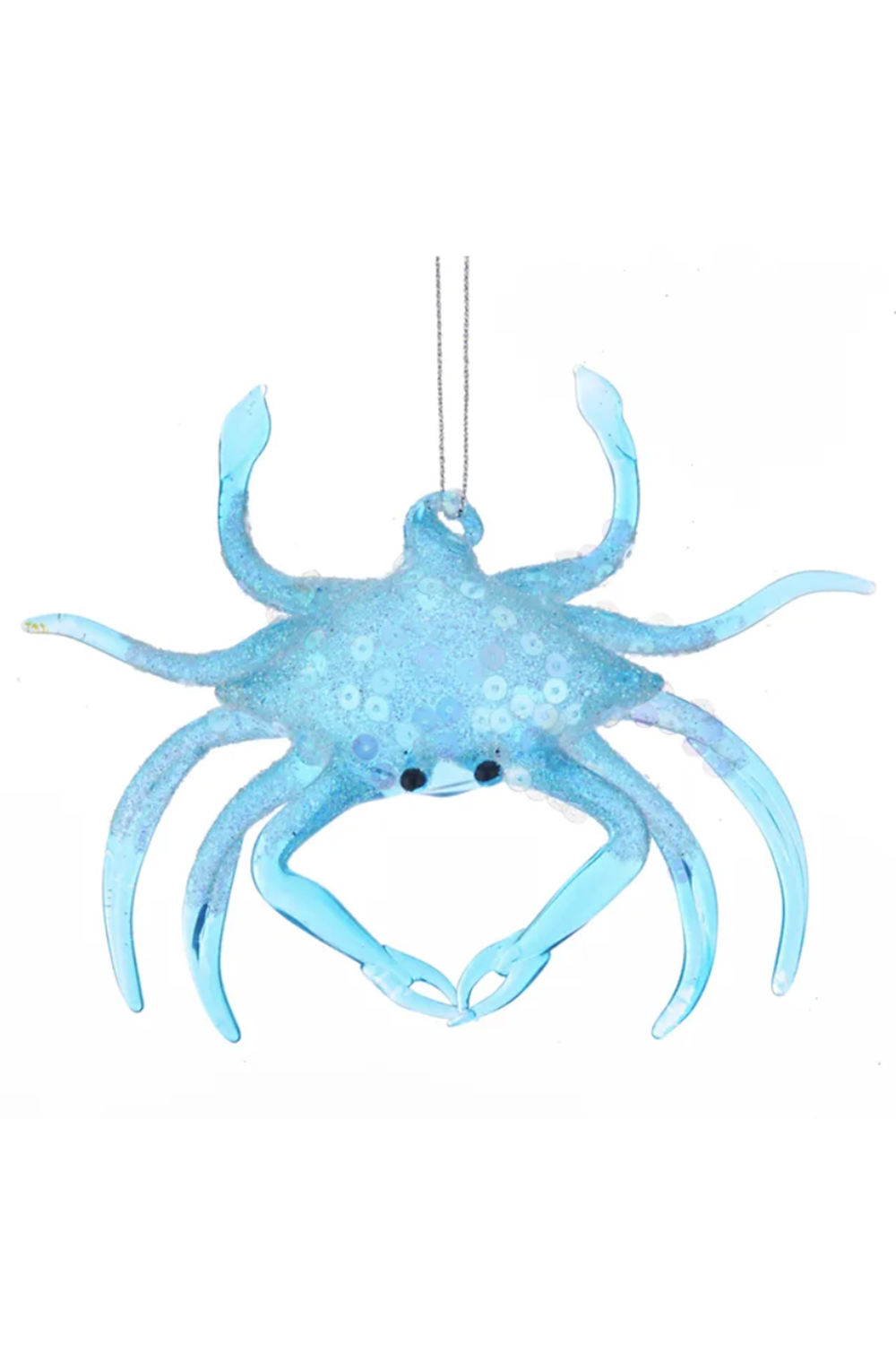 Glass Ornament - Whimsical Aqua Blue Crab