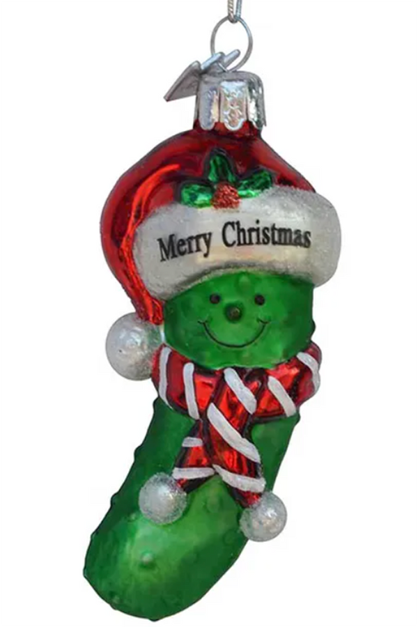Glass Ornament - Noble Merry Christmas Pickle