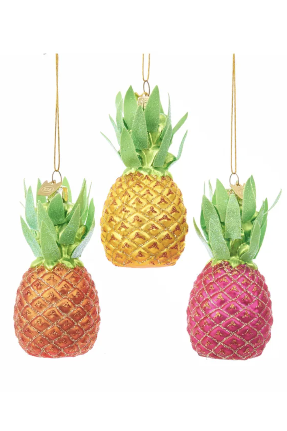 Glass Ornament - Bright Colorful Pineapple