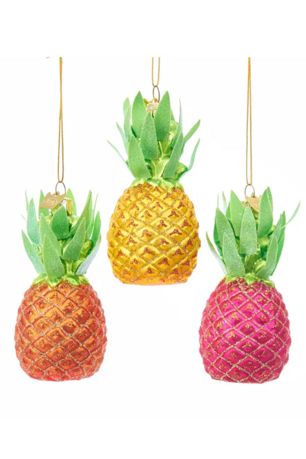 Glass Ornament - Bright Colorful Pineapple