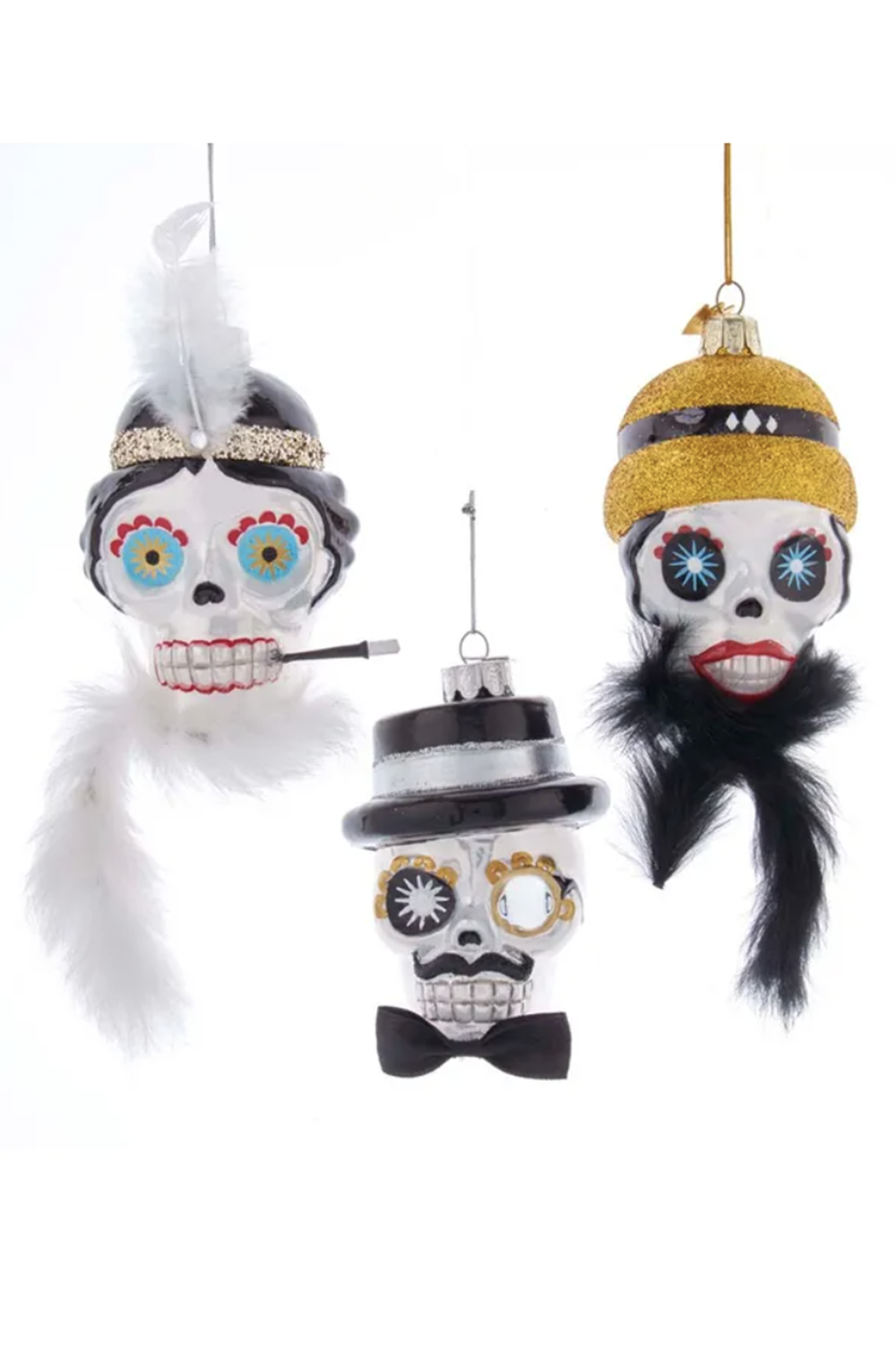 Glass Ornament - Flapper Skull