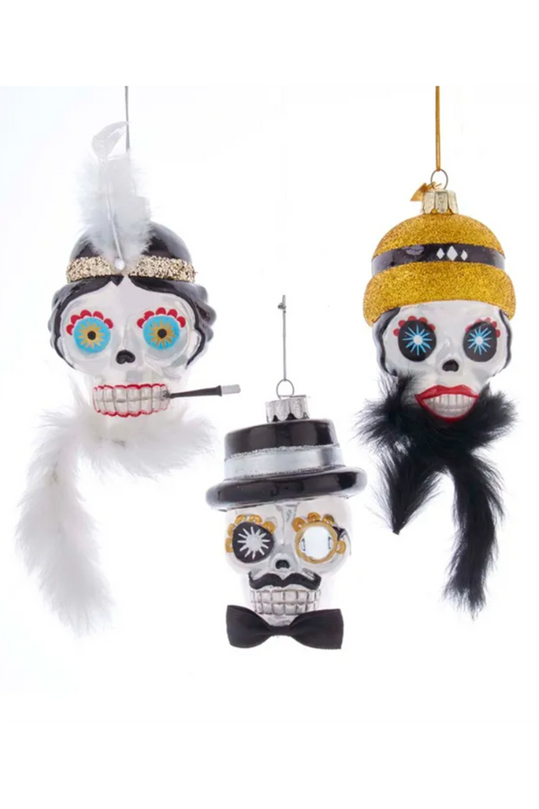 Glass Ornament - Flapper Skull
