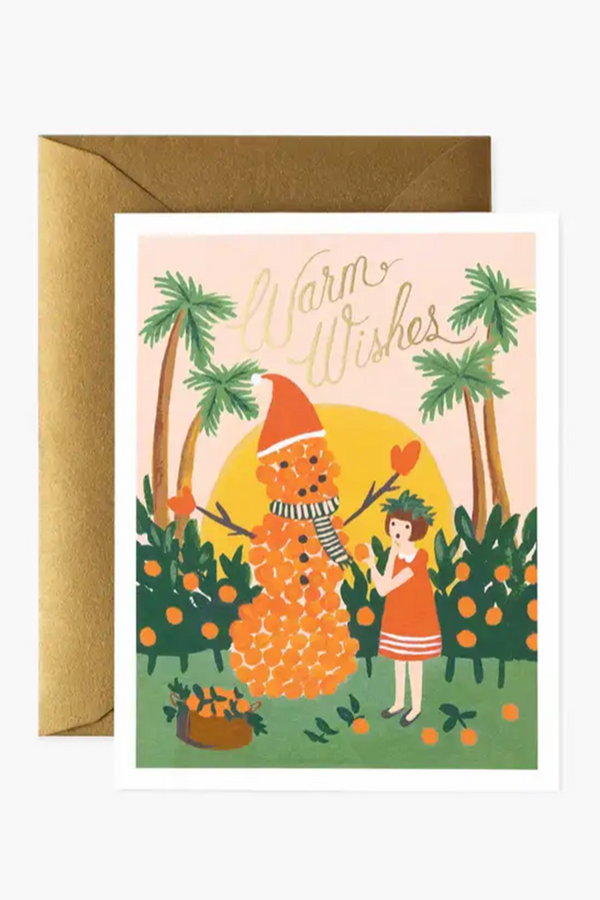 Fancy Holiday Greeting Card - Warm Wishes Snowman