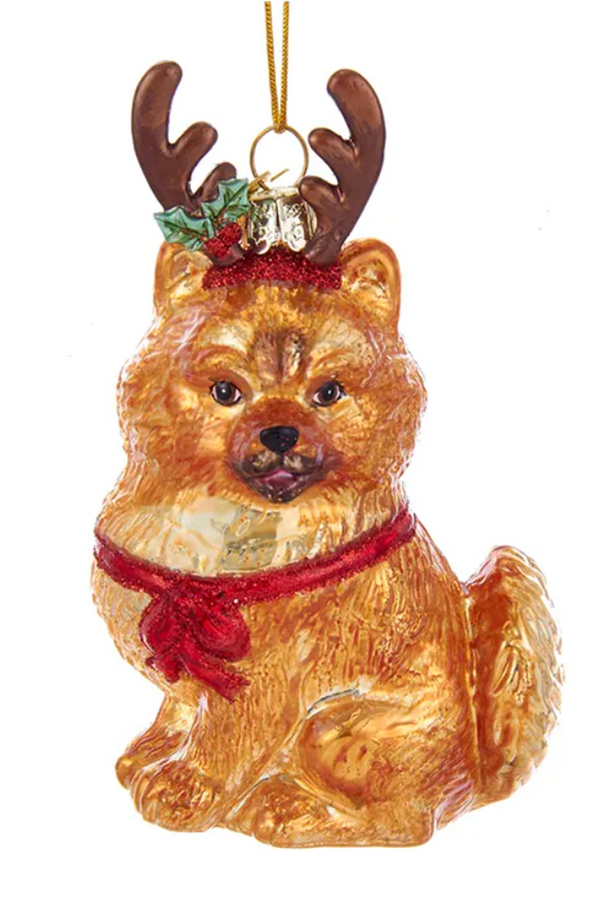 Glass Ornament - Dog Deer Pomeranian