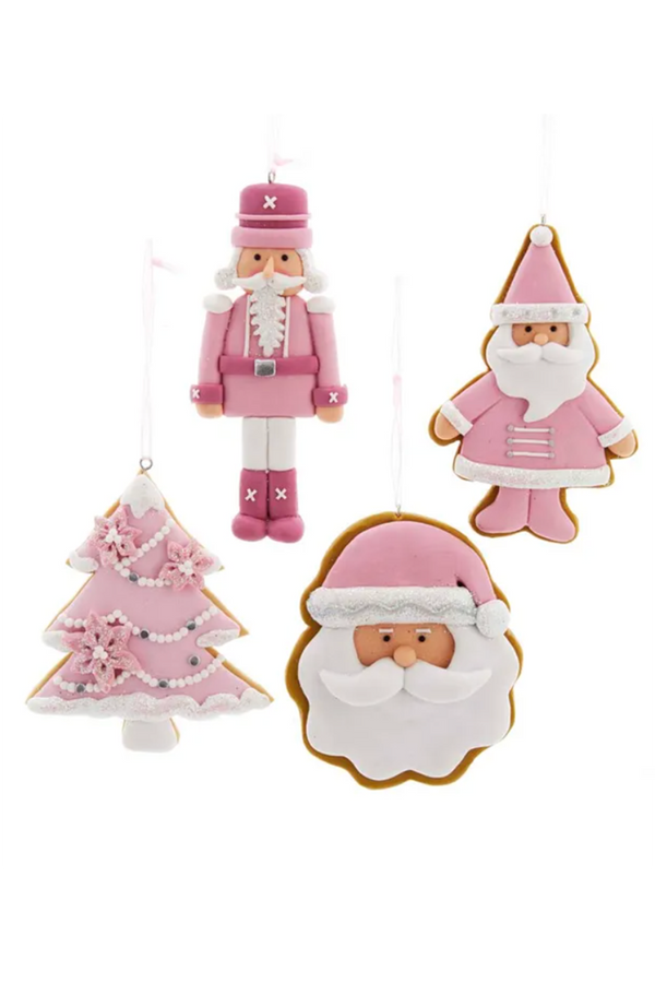 Funky Ornament - Pink & White Gingerbread Cookie