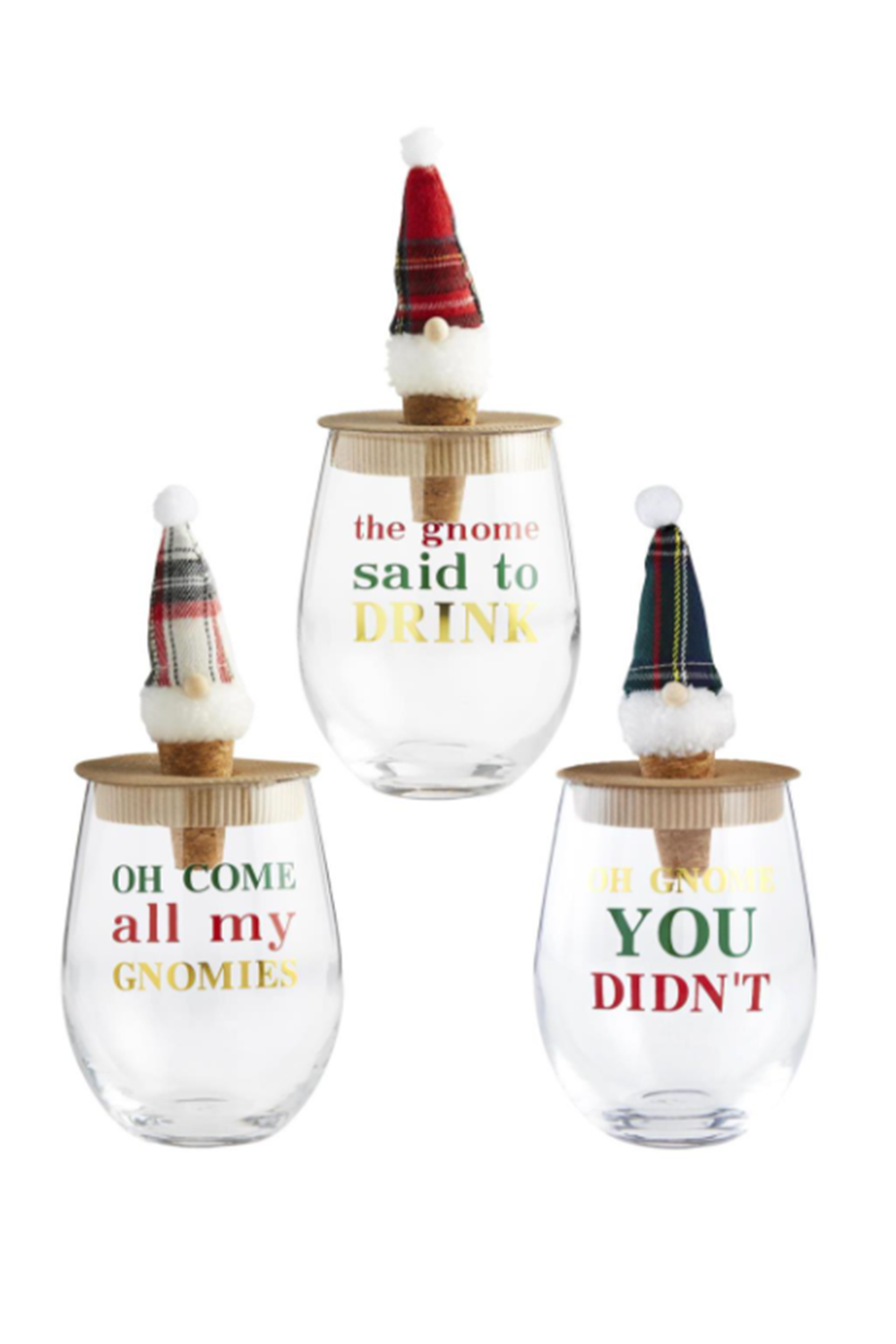 Holiday Stemless Wine Glass Set