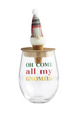 Gnome Holiday Stemless Wine Glass Set