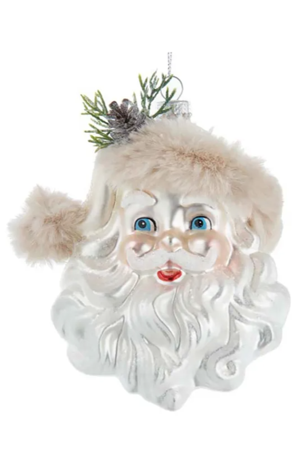 Glass Ornament - Light Peach Santa Face