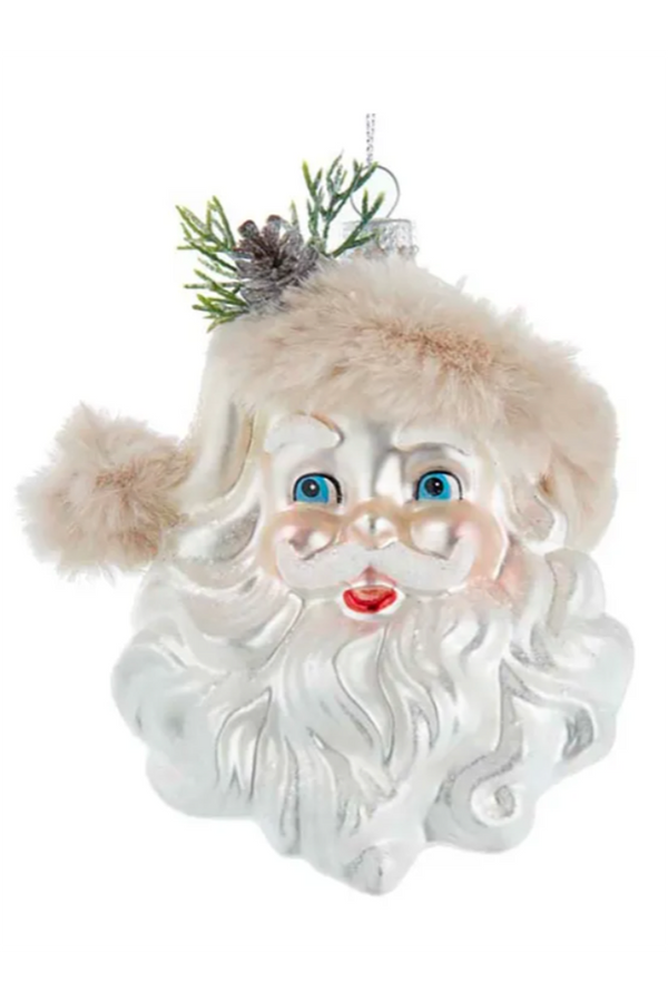 Glass Ornament - Light Peach Santa Face