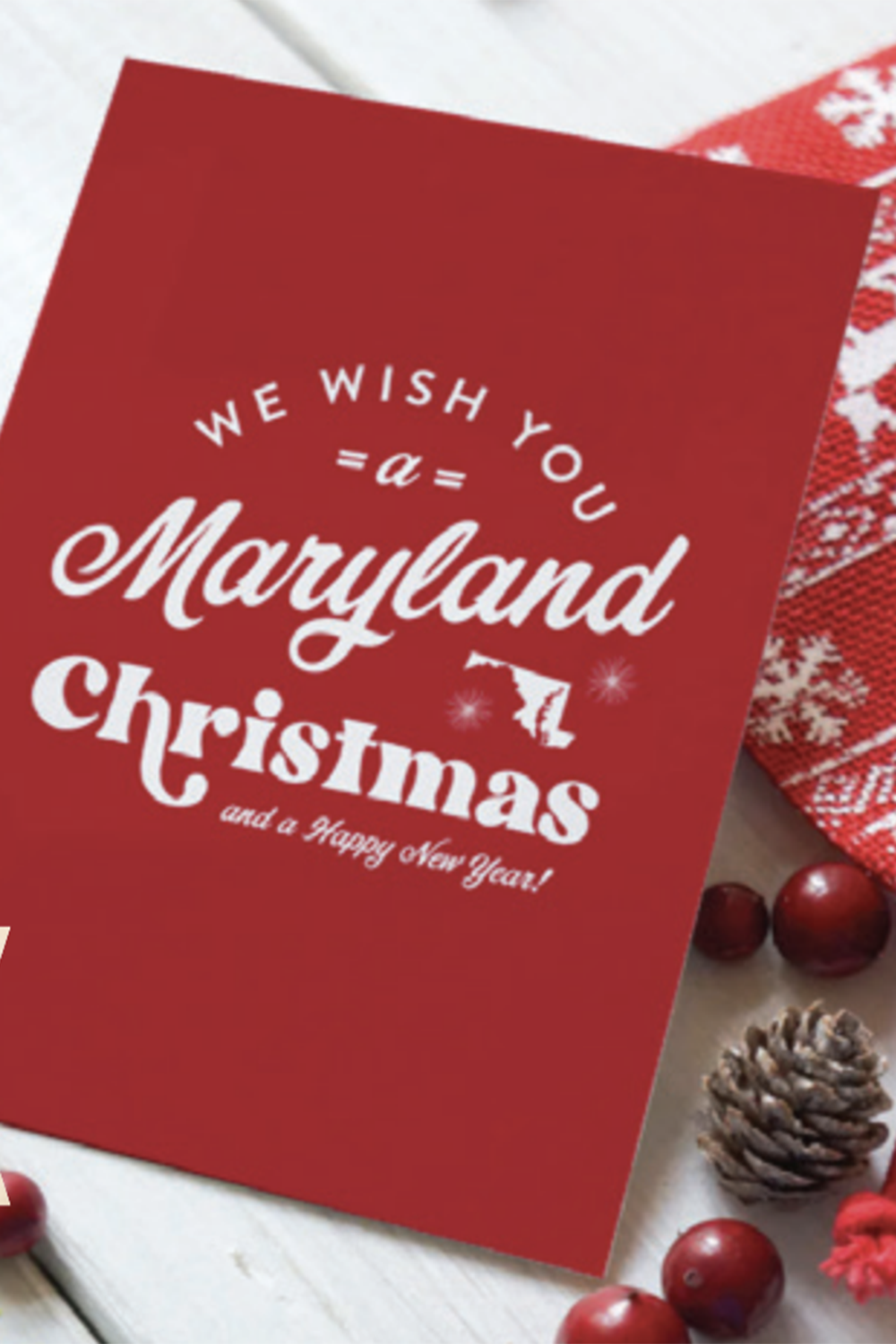 Locally Designed Holiday Card - Wish You Maryland
