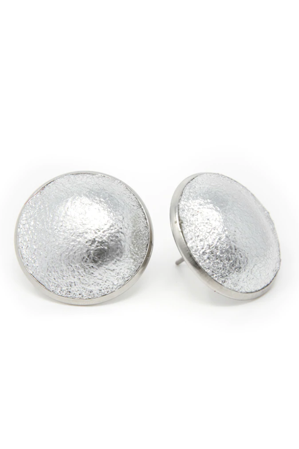 Keva "Full Circle" Button Earring - Silver Shimmer