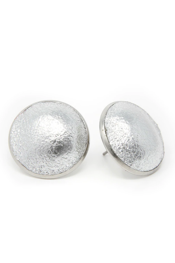 Keva "Full Circle" Button Earring - Silver Shimmer