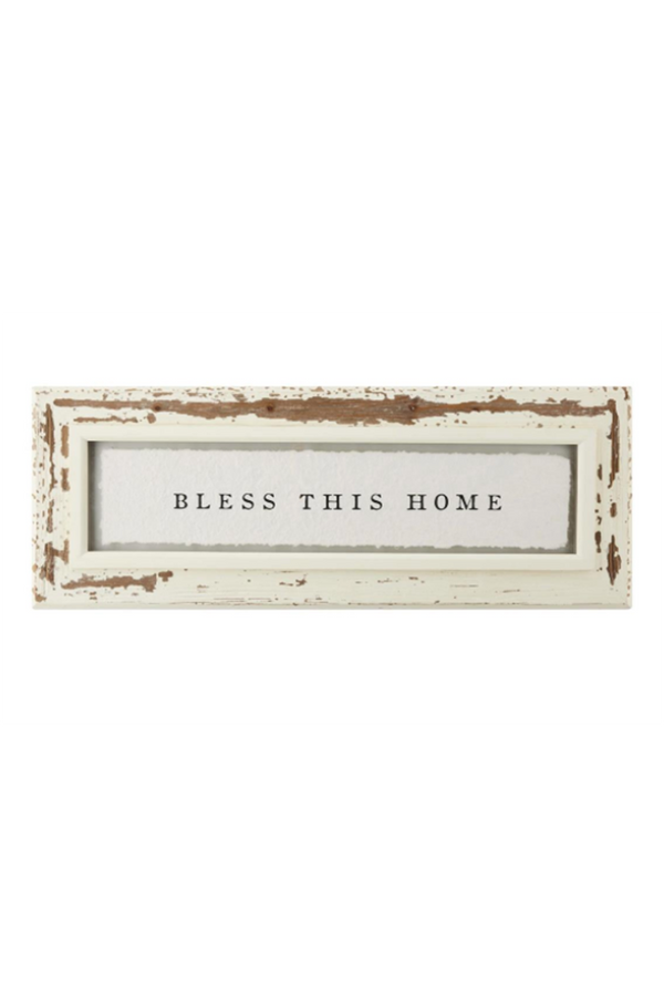 Distressed Glass Plaque - Bless
