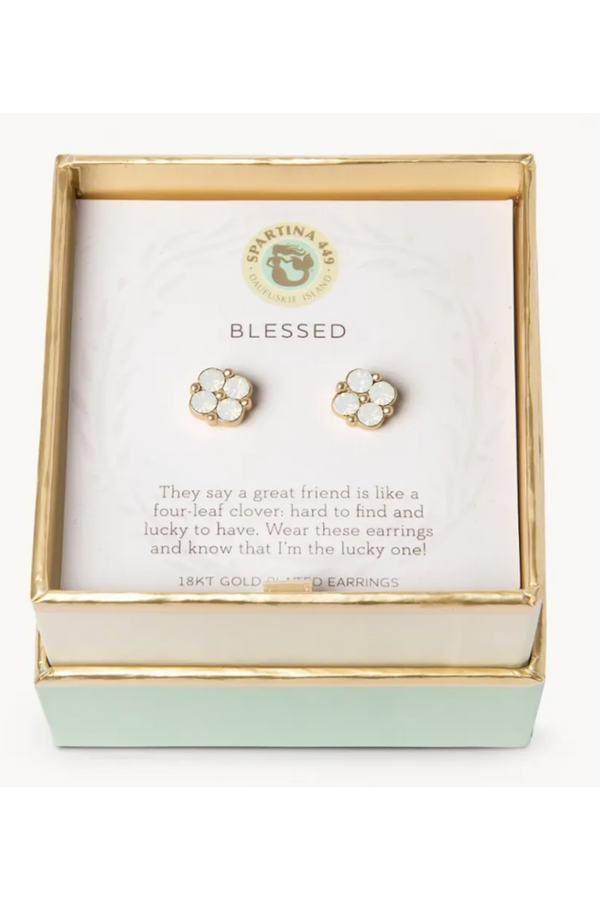 Sea La Vie Earrings - Gold Blessed Crystal Clover