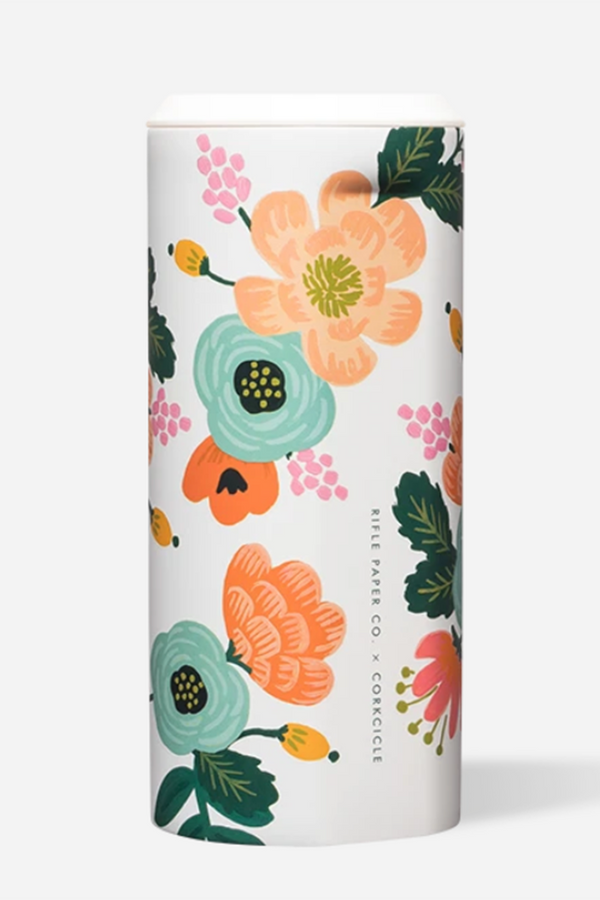 Corkcicle Skinny Can Cooler - Rifle Paper Gloss Cream Lively Floral