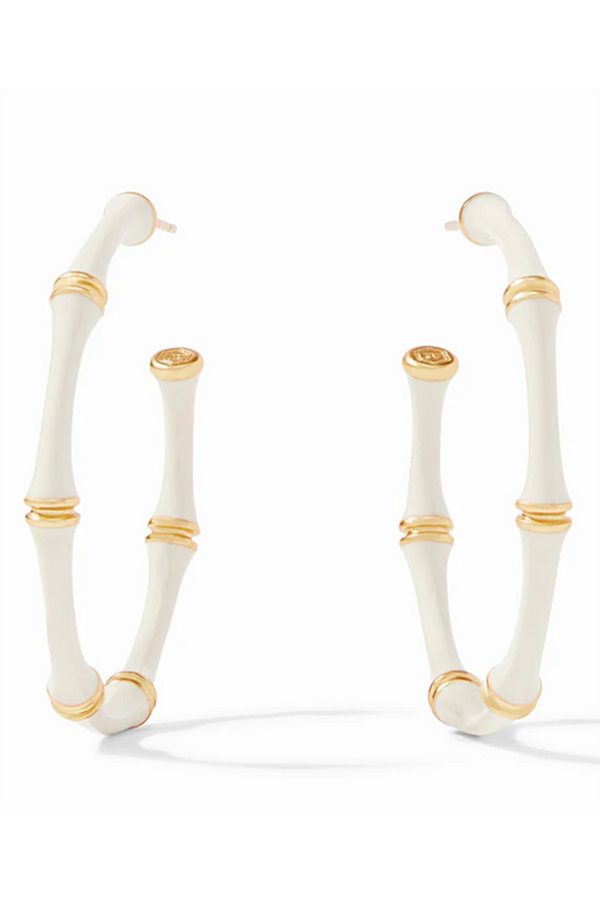 Julie Vos Bamboo Hoop Earring - Ivory Enamel