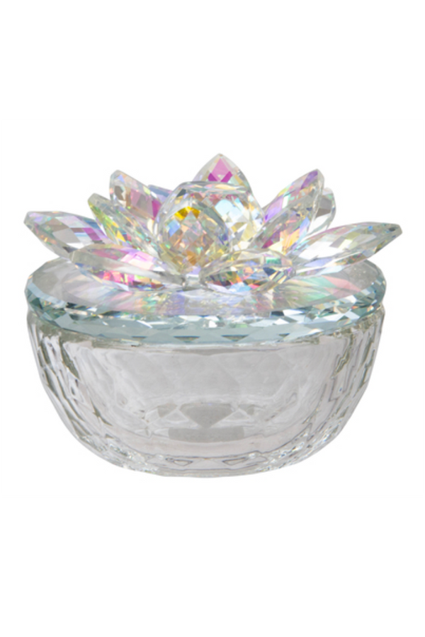 Crystal Lotus Trinket Box - Clear with Rainbow