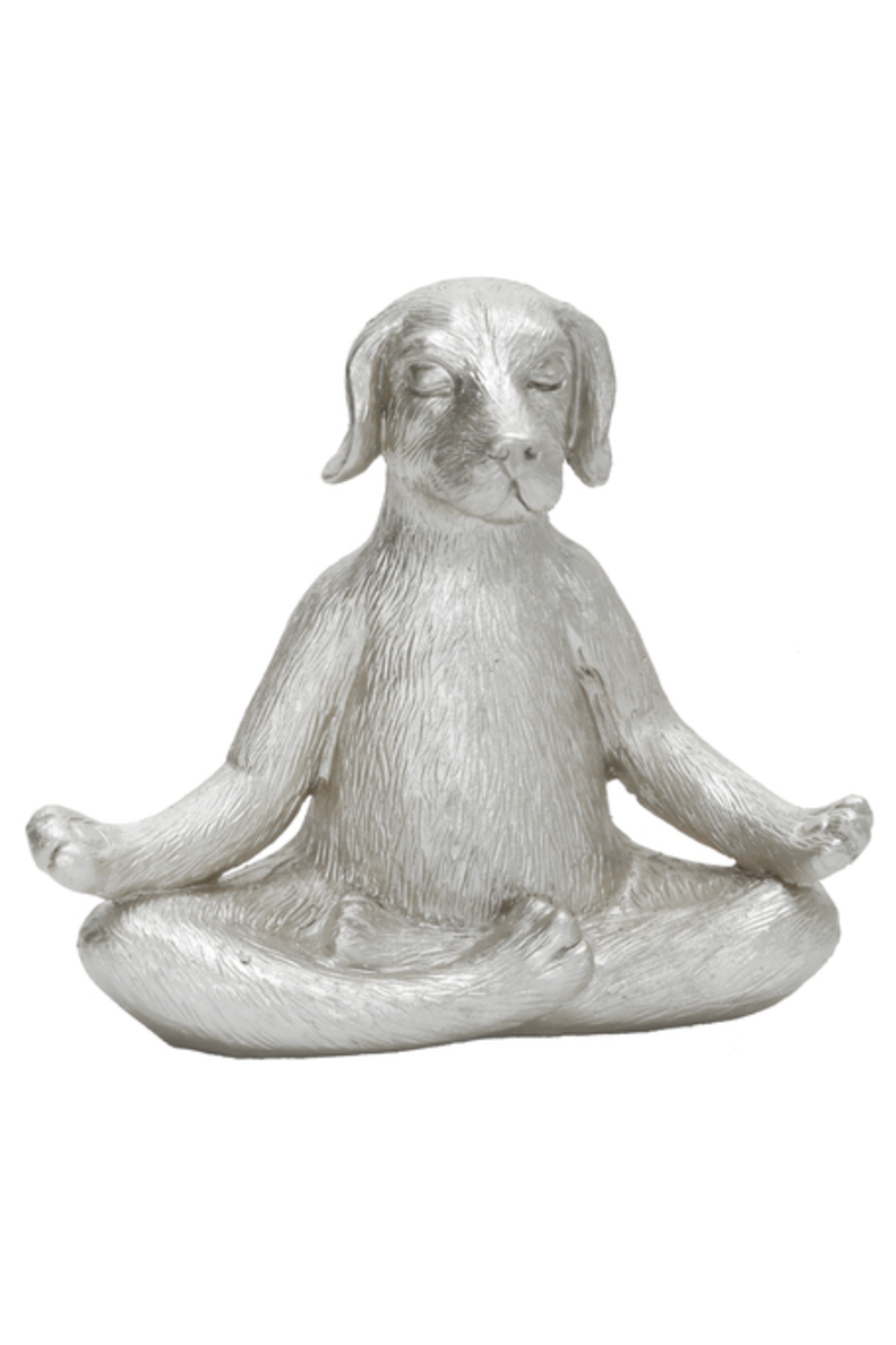 Polyresin Silver Yoga Dog Figure