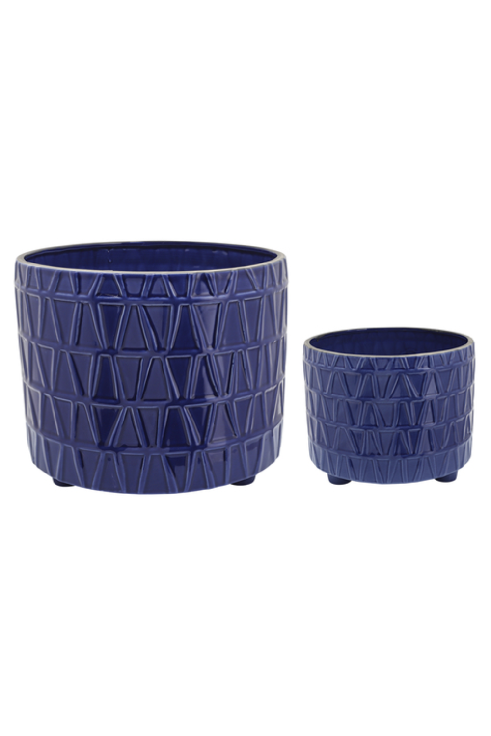 Footed Etched Planter - Royal Blue