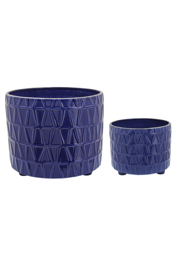 Footed Etched Planter - Royal Blue