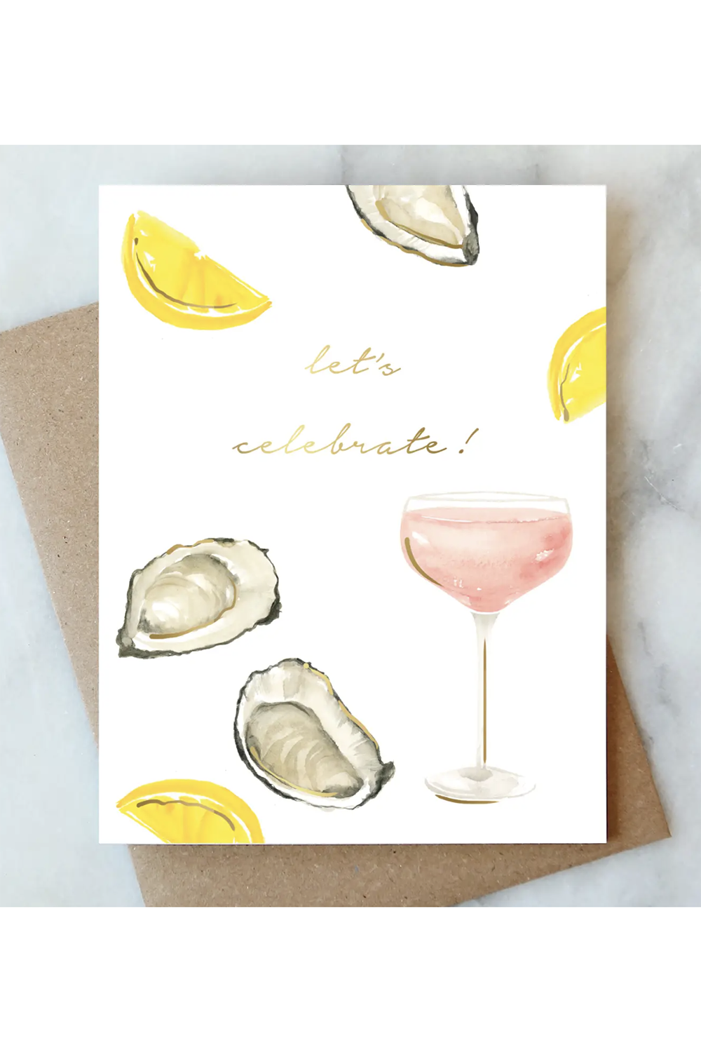 AJD Greeting Card - Oysters and Rose Celebration