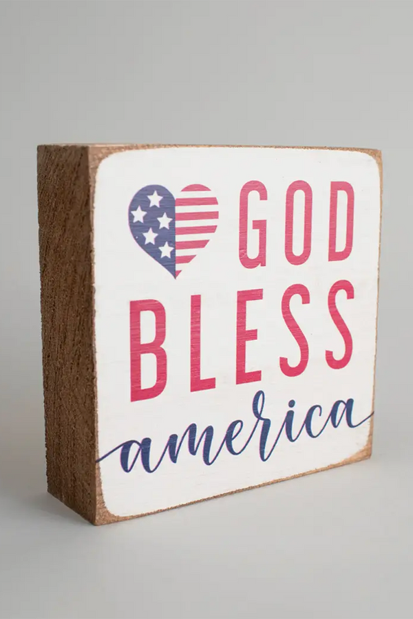 Decorative Wooden Block - God Bless America