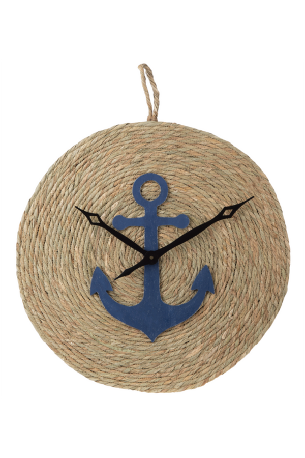 Natural Woven Wall Clock with Anchor