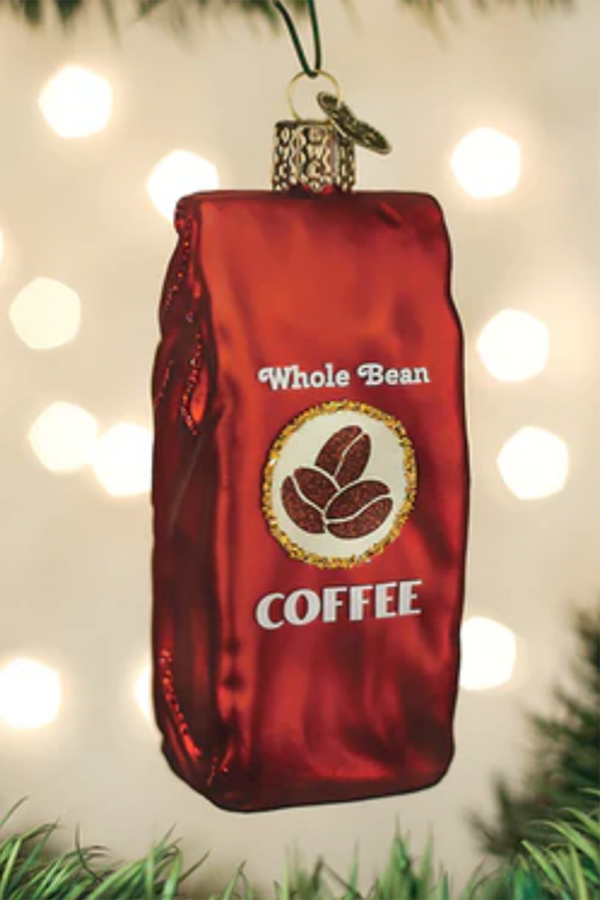 Glass Ornament - Bag of Coffee Beans
