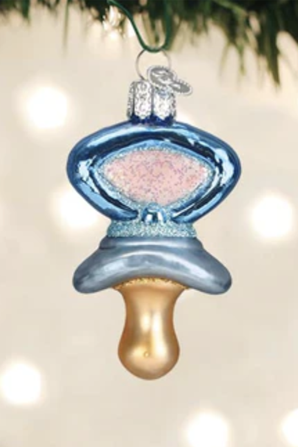 Glass Ornament - Blue Pacifier