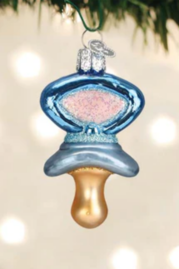 Glass Ornament - Blue Pacifier